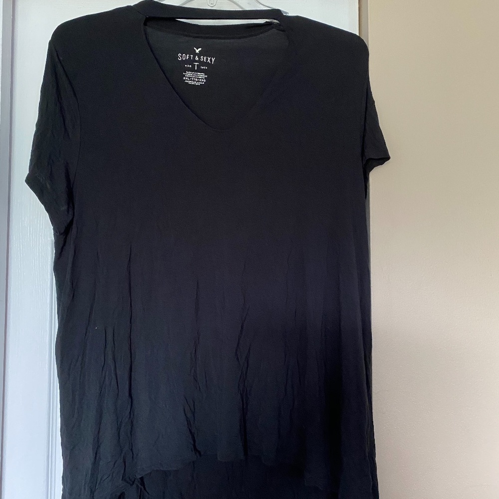 Plus Size Blue Tee with Choker Neckline